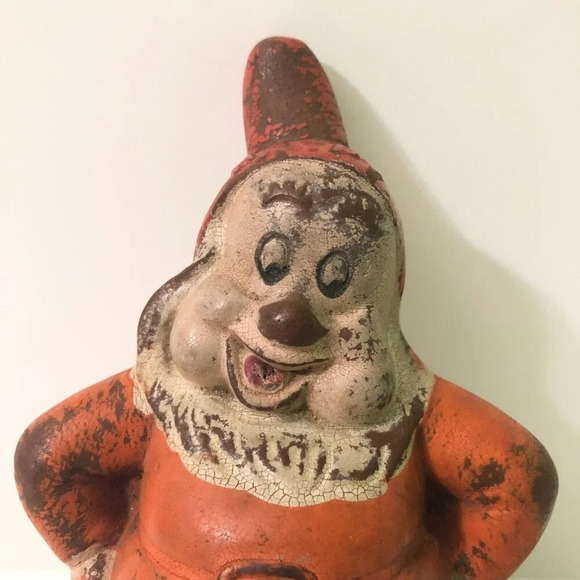 Vintage Walt Disney Snow White Dwarf Figurine Happy Sieberling Latex Figure - Picture 2 of 16